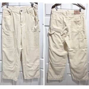 Urban Outfitters BDG Corduroy Carpenter Baggy Wide Leg Pants Ecru Cream Size 34